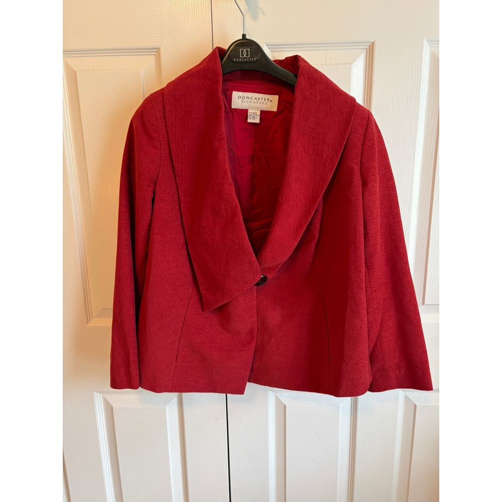 Doncaster Signature Red Shawl Collar Blazer Cotton Blend Single Button Jacket